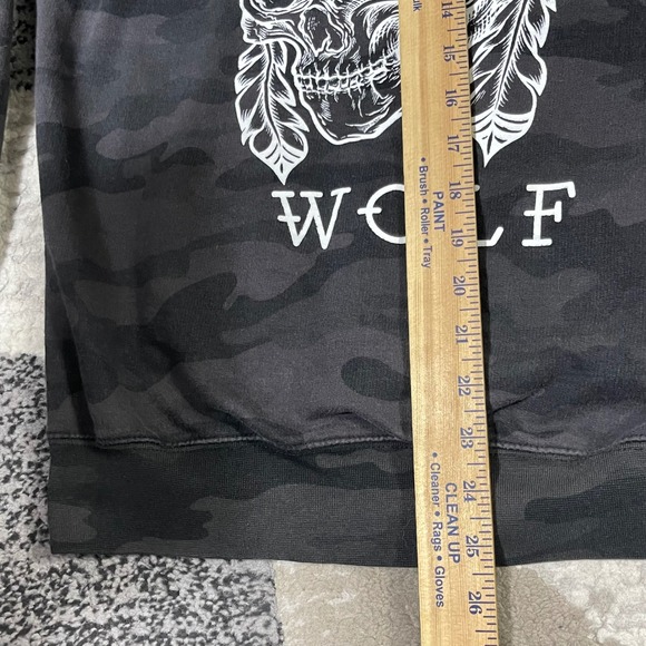 Relentless Betrayal Hoodie Men Medium Black Camo Lone Wolf Skull Graphic Biker - Picture 7 of 13